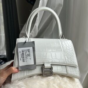 Balenciaga White Croc-Embossed Satchel